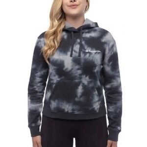Champion Sweater Womens Black/Gray Tie Dye Pullover Hoodie Sweatshirt Size Large